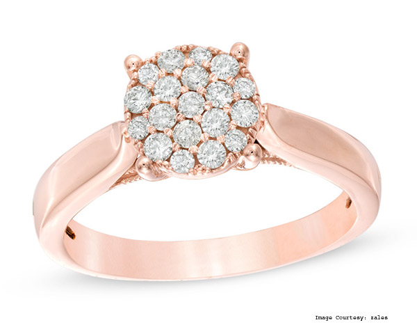 Diamond Ring Tw 1/3 Princess-Cut 10K Rose Gold