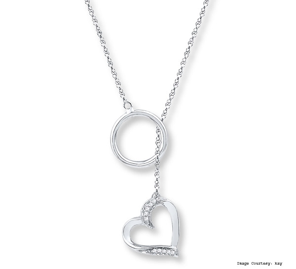 The Heart Lariat Diamond Accents Necklace Sterling Silver