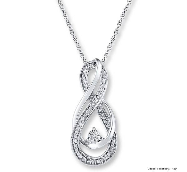 The Infinity Symbol Diamond Accents Necklace Sterling Silver